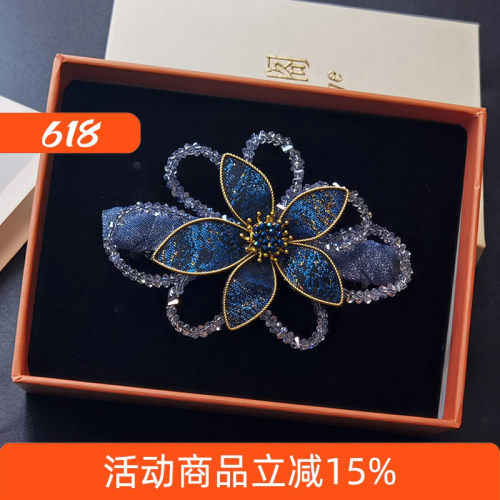 熙子阁高级感水晶花朵发夹女后脑勺扎发马尾横夹弹簧夹子妈妈发卡