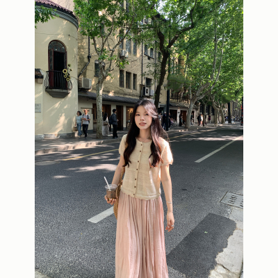 Peanut 花生糖 亚麻钩花冰丝短袖小衫夏季新款小众设计感上衣女
