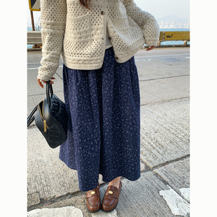 韩版 新款 显瘦A字裙伞裙 花生糖温柔气质碎花半身裙女春季 Peanut