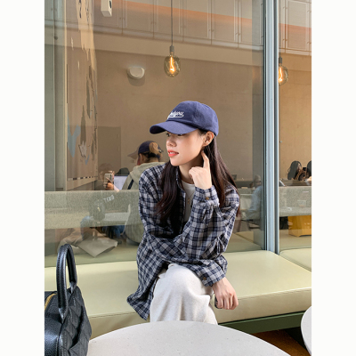 Peanut花生糖 磨毛格子衬衫秋冬新款宽松简约气质长袖上衣内搭