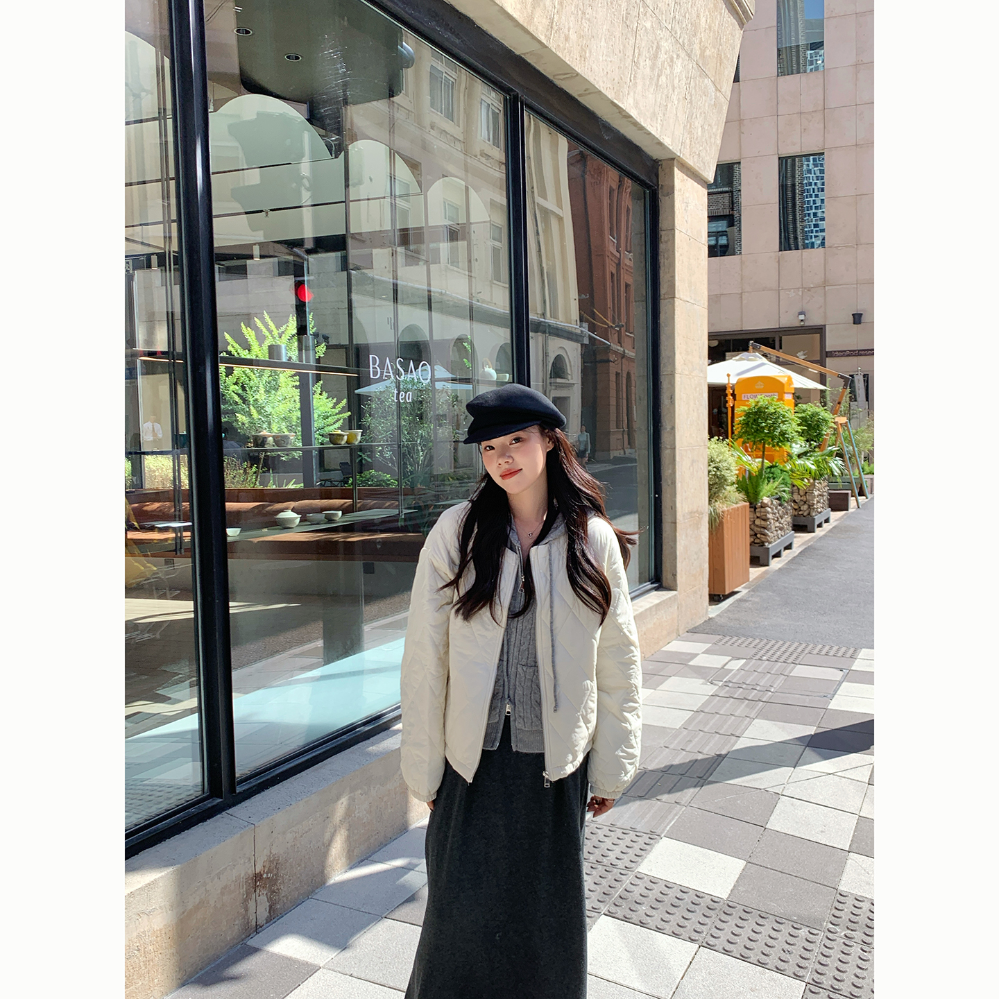 Peanut 花生糖 轻薄款菱格圆领棉服秋冬新款宽松显瘦内搭短外套