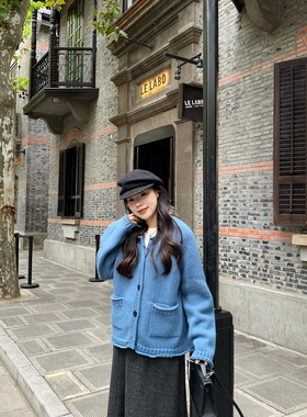 Peanut 花生糖复古粗棒针厚实毛衣开衫秋冬新款宽松小众长袖外套