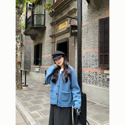 Peanut 花生糖复古粗棒针厚实毛衣开衫秋冬新款宽松小众长袖外套