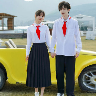 初中生高中生校服套装 百褶裙合唱演出服红歌咏比赛班服 学院风衬衫