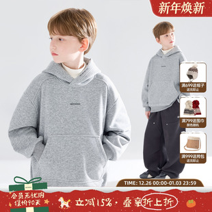 MUCMUKN 创意印绣花百搭连帽卫衣加厚一体绒男童冬新 10A抗菌