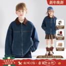 MUCMUKN 复古巴恩风牛仔夹克绗棉棉服外套男女童冬新 加州落日