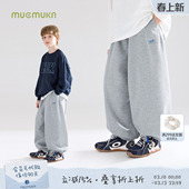 复古绣花宽松运动针织裤 软糯亲肤棉美式 子男童春装 活力棒球部