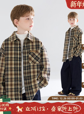 MUCMUKN【伯克利日记】百搭夹棉格子衬衫磨毛上衣男童冬季新款