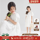 夏至栀子花 重工绣花女童法式 复古白色连衣裙儿童夏季 新款 长裙