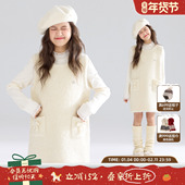 MUCMUKN 奶油小绵羊 软糯圈圈羊毛呢背心裙子连衣裙女童25冬新