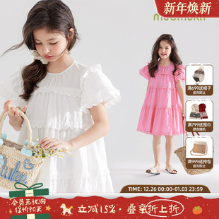 纯色连衣裙儿童甜美蛋糕裙长裙 天丝凉感棉女童夏季 盛夏蔷薇