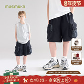 机能跑酷 UPF50防晒户外运动短裤 工装 网面口袋中裤 子男童夏