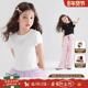 凉感天丝 女童烫钻蝴蝶结短袖 中大童夏季 新款 高弹亲肤透气t恤