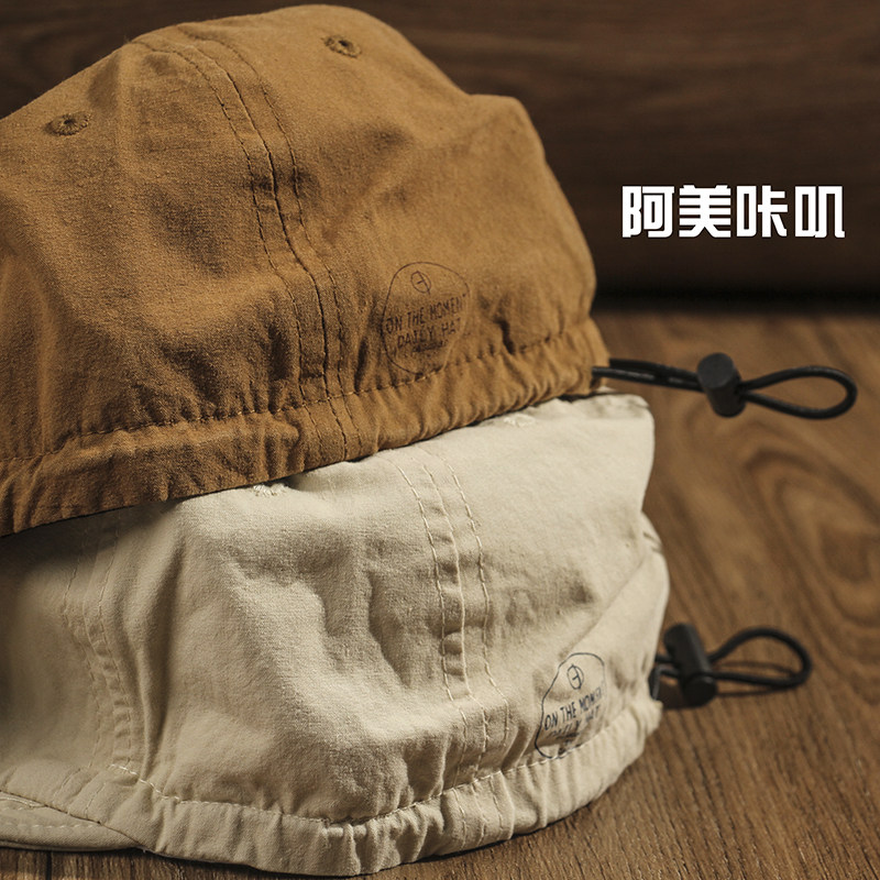 W日系设计款短檐翘舌帽复古水洗帽子