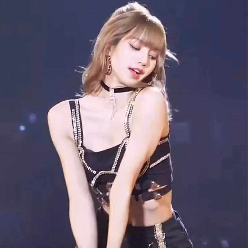 时尚酷飒LISA同款黑色表演服