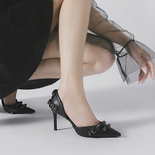 林向晚金属风高跟鞋朋克辣妹快冲