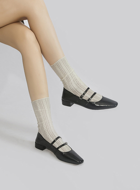 林向晚 极简少女～黑色单鞋女高智学院风小皮鞋内增高玛丽珍鞋女