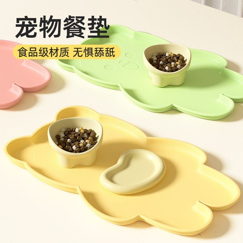 小熊宠物餐垫防水防滑猫咪狗狗吃饭餐盘餐垫超大号垫子