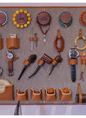 文玩挂布 手串核桃烟斗墙面装饰 整理收纳包手工制作纯牛皮帆布