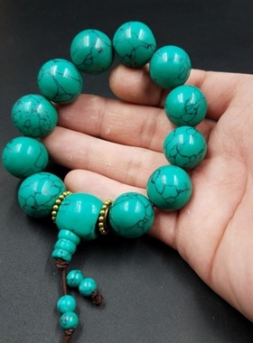 天然绿松石手串原矿手链项链佛珠圆珠散珠原石金刚星月菩提