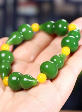 天然和田玉葫芦手链男女款碧玉手串玉坠玉石项链珠宝山料男女款