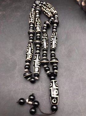 西藏 真品 九眼黑白 老天珠玛瑙 玉髓 项链 手链 朱砂 吊坠