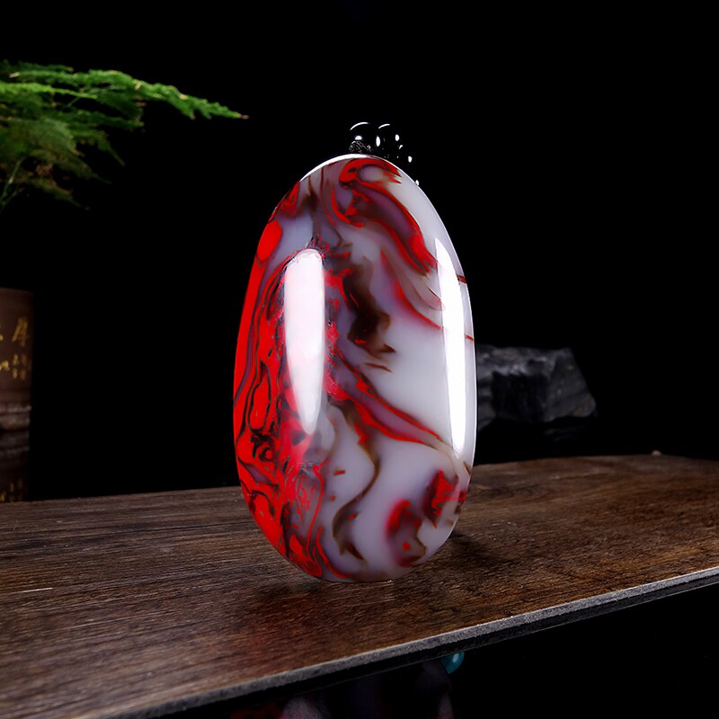 玉把件天然戈壁玉鸡血玉手把件新疆金丝玉原石鸡血红手把件手饰