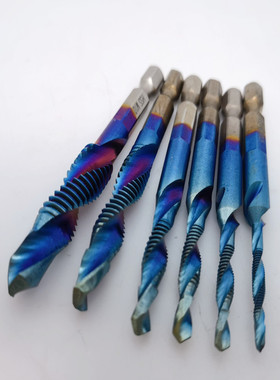 HSS钻攻一体丝锥丝攻 6角方头 紫色镀钛涂层6件套m3m4m5m6m8m10