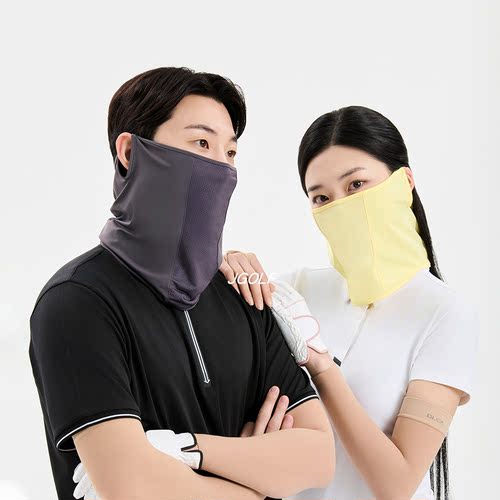 韩国BLCA男女同款高尔夫防晒透气速干挂耳面纱护颈防晒面罩