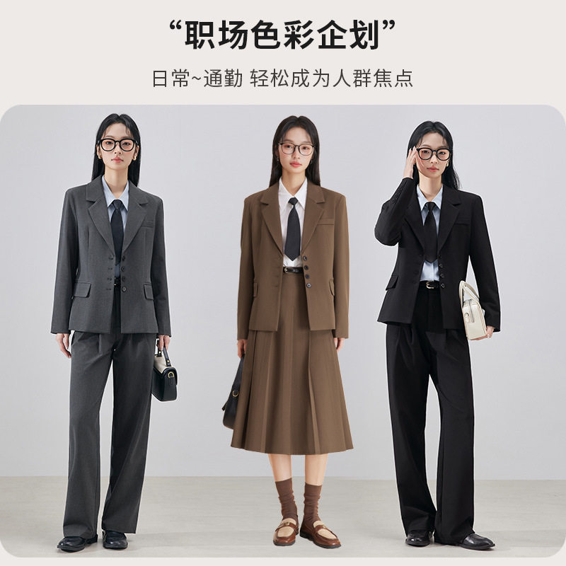 Asami黑色职业西装套装2026秋季新款气质通勤大码女士西服外套