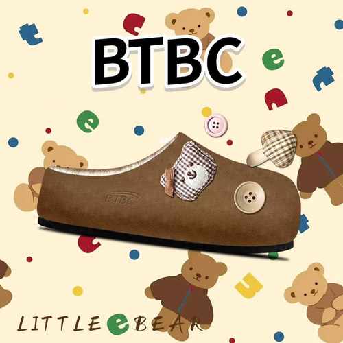 BTBC·【小熊饼干】2025冬季加绒厚底增高5CM勃肯鞋原创半拖休闲