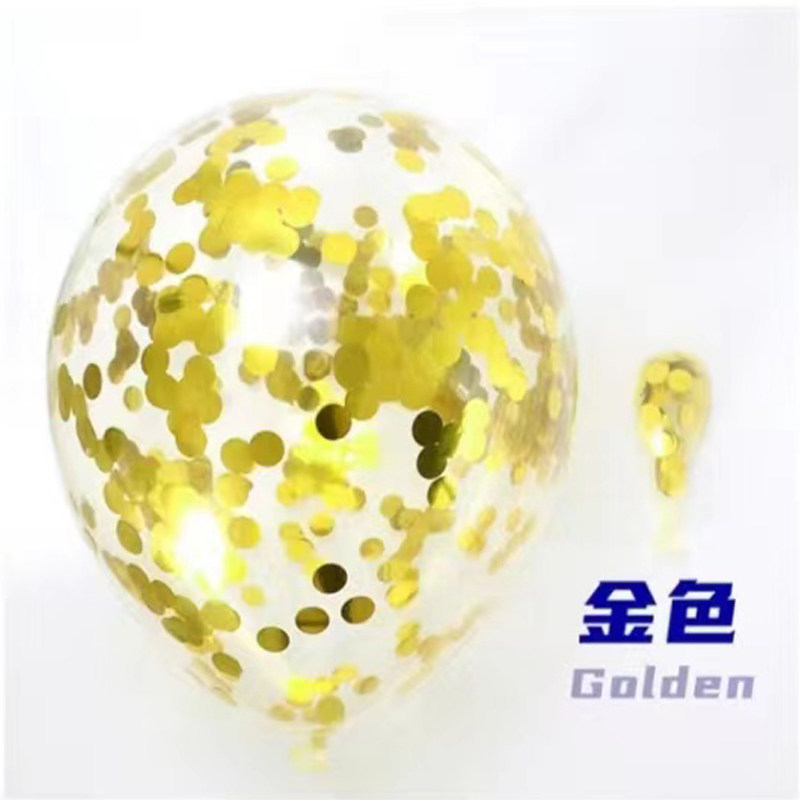12寸金色透明亮片纸屑气球网红生日派对婚庆卧室装饰开业活动商场