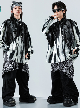 街舞服装儿童酷帅马甲衬衫嘻哈breaking舞蹈服男女童架子鼓演出服