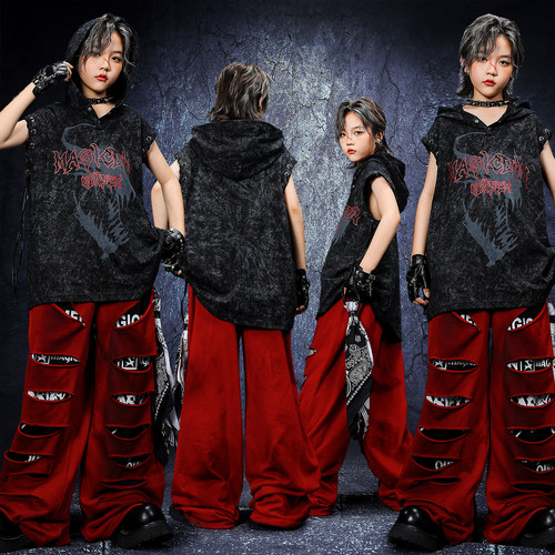 儿童酷帅背心hiphop街舞架子鼓服