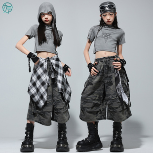 女童爵爵士舞服韩版时髦连帽上衣jazz舞蹈练功服女团街舞表演出服