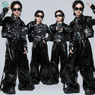 街舞儿童潮服男女童酷帅皮马甲皮裤套装嘻哈hiphop架子鼓表演出服