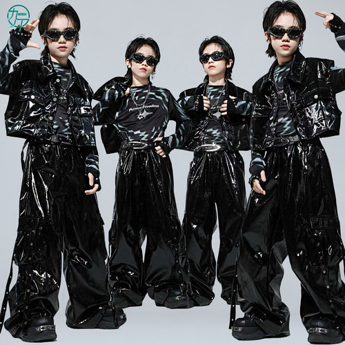 儿童酷帅皮马甲嘻哈街舞架子鼓服