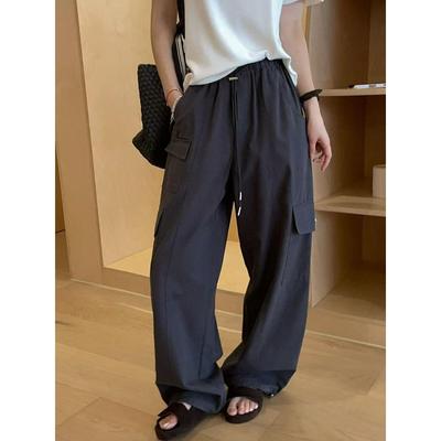 ZW8301韩系休闲高腰工装裤女2025秋新款束脚两穿宽松直筒阔腿裤