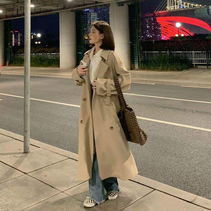 风衣外套女2025春秋新款今年流行卡其色小个子中长版高级感超好看