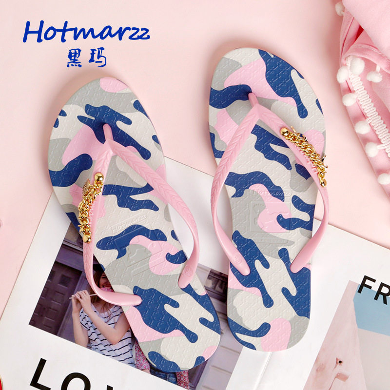 hotmarzz/黑玛人字拖女夏季休闲居家平底拖鞋时尚度假夹脚沙滩鞋