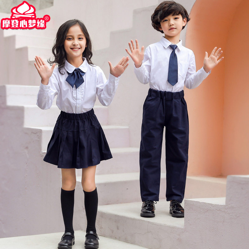 班服儿童校服英伦风小学生班服春秋新款纯棉衬衫套装学院派