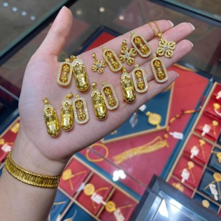 金包银古法金镶钻貔貅金刚杵吊坠韦雪同款项链叠戴锁骨链情侣送礼