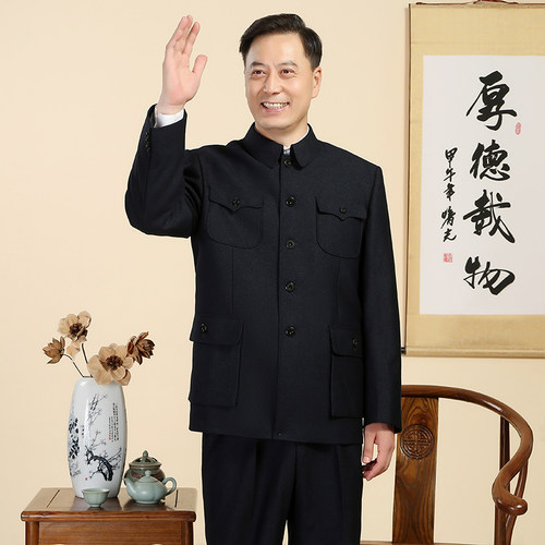 百力尼中山装男冬季加棉加厚
