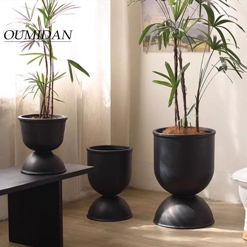 龟背竹花盆大号镁泥水泥花盆黑色