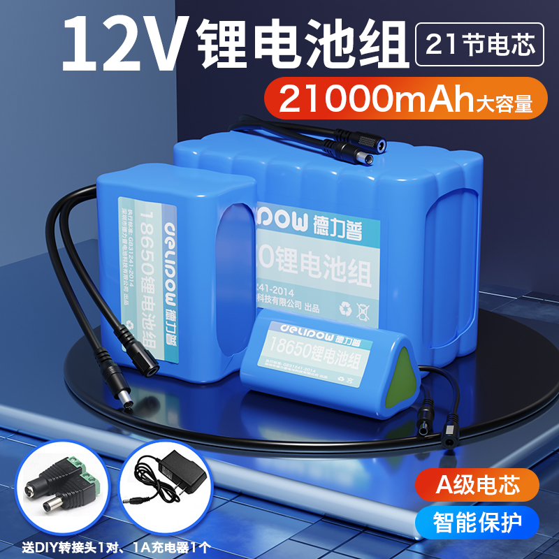 德力普12v锂电电池组大容量
