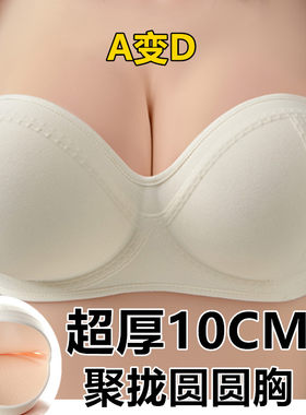 圆圆胸半杯罩10CM超厚 小胸聚拢平胸上托无肩带防滑美背露背文胸