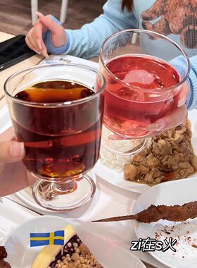 宜家欧式高脚杯冰淇淋酸奶杯甜酒