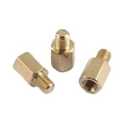 单头六角螺柱隔离柱内外螺纹PCB板单通间公转母支撑柱 M3X6+4黄铜