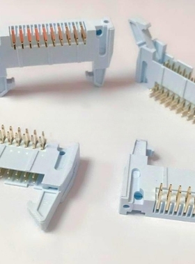 DC2大牛角座 卡扣2.54mm DC2-10/16/34/40-64PL 弯脚 白灰色 镀金