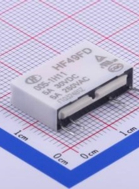 HF49FD/005-1H11 功率继电器  白色 封装：SIP,5x20mm  包装 管装